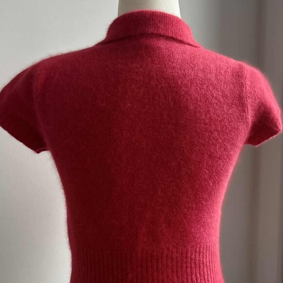 Vintage Limited Cerise Angora Knit Top with Short Sleeves & Ribbed Waist – US XS - Picture 8 of 13